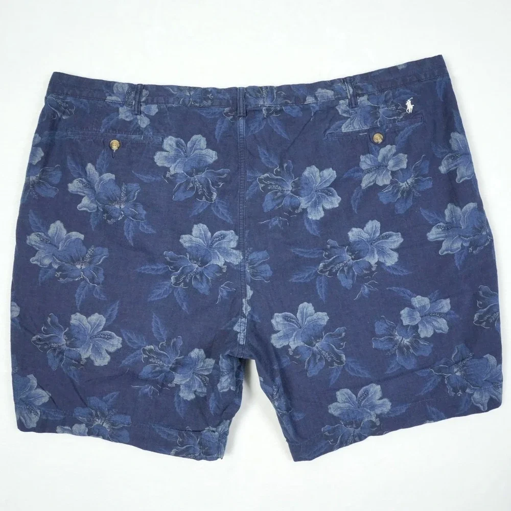 Polo Ralph Lauren Shorts Men's 48 Navy Blue‎ Floral Classic Fit Chinos Vacation
